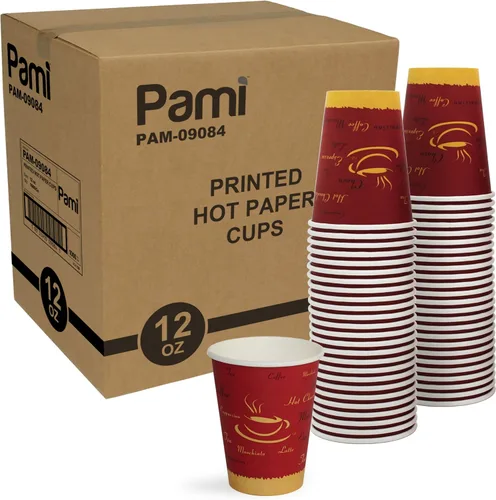 Vista 9 de PAMI Vasos de papel para café caliente de 8 onzas, [Paquete de 50], desechables, para llevar para bebidas calientes, vasos de papel de un solo uso