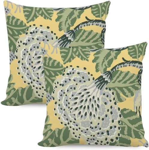 Vista 9 de Juego de 2 almohadas coloridas de estilo chinoiserie, color rosa intenso, azul real, peonía, floral, blanco, lino, estilo chinoiserie, para sofá