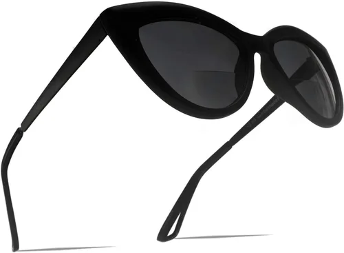 Vista 6 de SAMBA SHADES Gafas de sol de lectura bifocales integradas a la moda, ojo de gato, lentes de sol para lectores de gran tamaño para mujer Negro