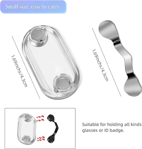 Vista 5 de 3 soportes para lentes para mujeres y hombres, soporte portátil para lentes de sol, soporte para camisas, identificación con nombre y etiqueta