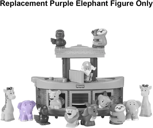 Vista 6 de Pieza de repuesto para Fisher-Price Little People Noah's Ark Playset – HNG03 ~ Figura de elefante púrpura de repuesto ~ Funciona con otros