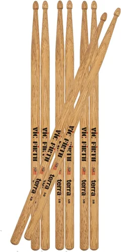 Vista 11 de Vic Firth 5ATN Terra - Baquetas de madera, punta de nailon, paquete de 4 pares