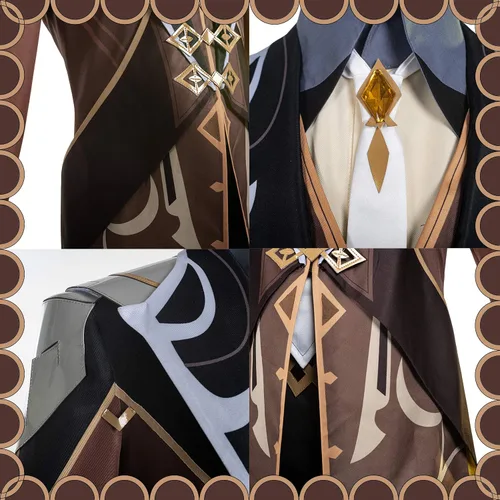 Vista 4 de Genshin Impact Zhongli - Disfraz de cosplay para adultos con accesorios para hombre