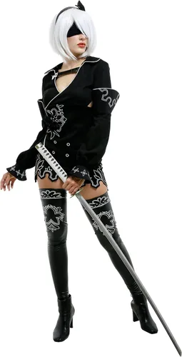 Vista 3 de Miccostumes Disfraz de cosplay modelo B n 2 para mujer con medias de cinta