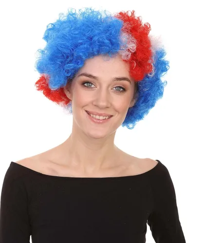 Vista 9 de FLAGWIGS Peluca afro de fiesta azul rojo HW-096