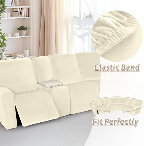 Vista 297 de Arfntevss Fundas de sofá seccional reclinable de terciopelo, Funda de sofá seccional de esquina para sofá reclinable, Funda elástica suave