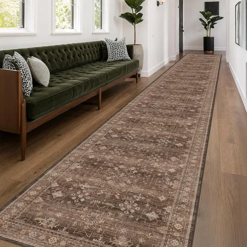 Vista 211 de Hazo Haus – Alfombra pequeña para entrada, cocina o baño, antideslizante con base de goma, resistente a las manchas y a la decoloración, diseño