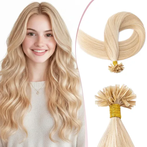 Vista 15 de SEGO Extensiones de cabello humano real con punta K, extensiones de cabello humano real, con punta en U, sin costuras, previamente adheridas