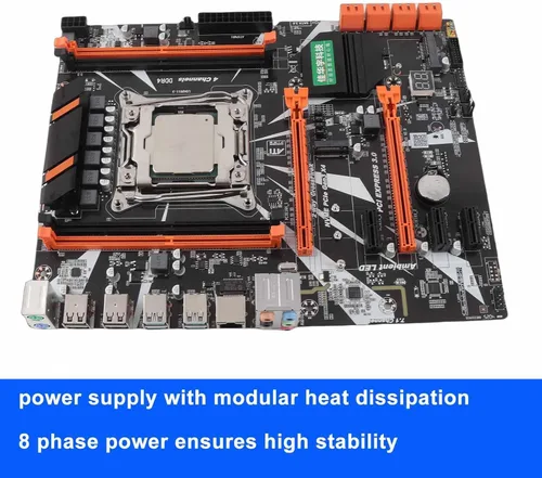 Vista 2 de Dpofirs Placa base X99 CPU Combo, LGA 2011-3 E5 2620 V3 placa base CPU, memoria DDR4 de 4 canales, tarjeta de red Gigabit, interfaz NVME M.2