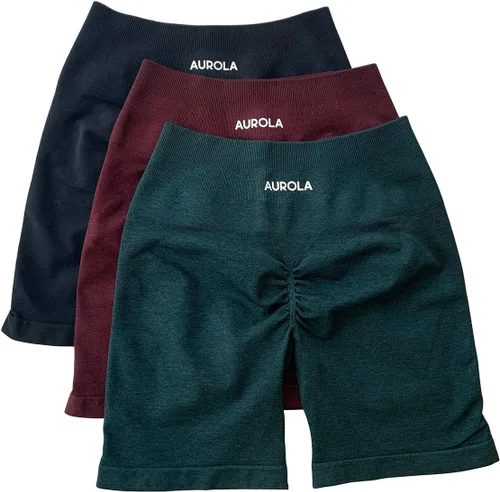 Vista 2 de AUROLA Intensify - Pantalones cortos de entrenamiento para mujer, sin costuras, para gimnasio, yoga, correr, deporte, ejercicio activo, fitness