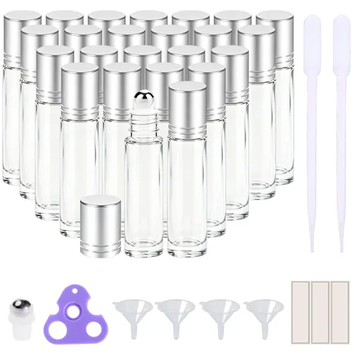 Vista 10 de PrettyCare 6 piezas, botellas roll-on de 10 ml para aceites esenciales con bola de rodillo de acero inoxidable - Botellas rellenables a prueba
