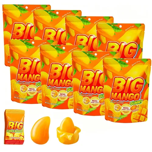 Vista 16 de MetaVita - Dulce de mango grande gomoso – Gomitas de mango pelables envueltas individualmente con puré real puro – Gomoso, sin gluten – Total 282g