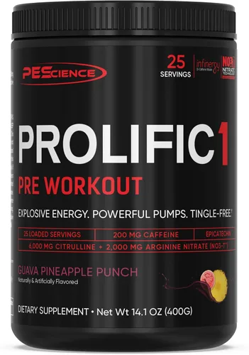 Vista 8 de PEScience Prolific-1 - Polvo de pre-entrenamiento, caramelo rojo Razz, 25