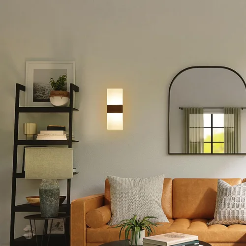 Vista 8 de Apliques de pared con pilas, juego de dos lámparas de pared LED de acrílico para mesita de noche para sala de estar, dormitorio, pasillo, luz