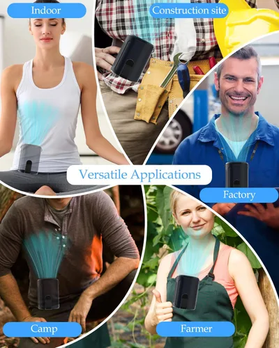 Vista 6 de VEKK Ventilador portátil recargable, ventilador de cintura personal de 4 velocidades con flujo de aire fuerte de 7100 RPM, tiempo de funcionamiento