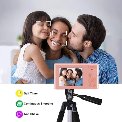 Vista 5 de Cámara digital de 44 MP – Apuntar y disparar compacta con tarjeta SD de 32 GB, zoom digital 16X, pantalla de 2.4 pulgadas – Cámara de vlogging