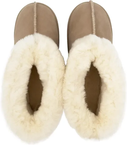 Vista 4 de Rohn Moden Chalet de piel de oveja para hombres y mujeres, piel de oveja auténtica, unisex, perfectas para el invierno (beige)