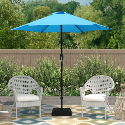Vista 3 de ABBLE Sombrilla de patio al aire libre de 7.5 pies con manivela, resistente a la intemperie, sombrilla de protección UV, duradera, 6 varillas de Agua