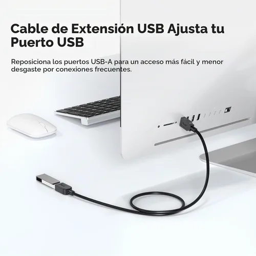 Vista 4 de Paquete de 2 cables de extensión USB 3.0, cable extensor USB 3.0 de transferencia de datos de 5 Gbps y carga rápida de 18 W, cables tipo A macho a