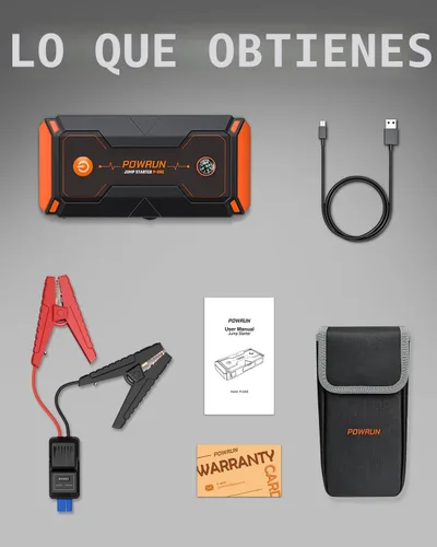 Vista 7 de Powrun P-ONE Arrancador de Salto, Caja de Salto Portátil de 2000A - Paquete de Batería de Arrancador de Coche para hasta 8.0L de Gasolina y 6.5L