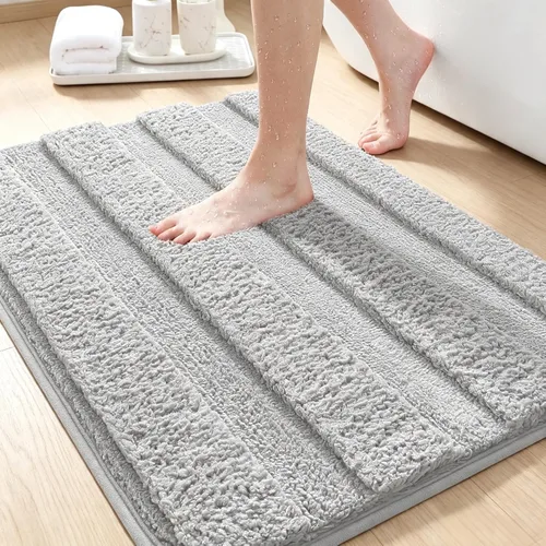 Vista 35 de Tapetes de baño, felpa ultra suave, de microfibra esponjosa, absorbente, parte trasera antideslizante, lavable a máquina, tapetes para suelo de Azul