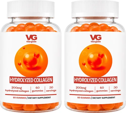 Vista 8 de VITA GLOBE Gomitas de colágeno – 200 mg de colágeno hidrolizado tipos I, II, III, V y X, apoya el cabello, la piel, las uñas, las articulaciones