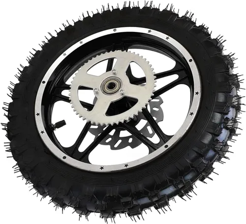 Vista 3 de Rueda de freno de disco para neumáticos traseros, rueda trasera de metal de goma 2.5‑10 con rueda dentada de disco y conjunto de neumáticos