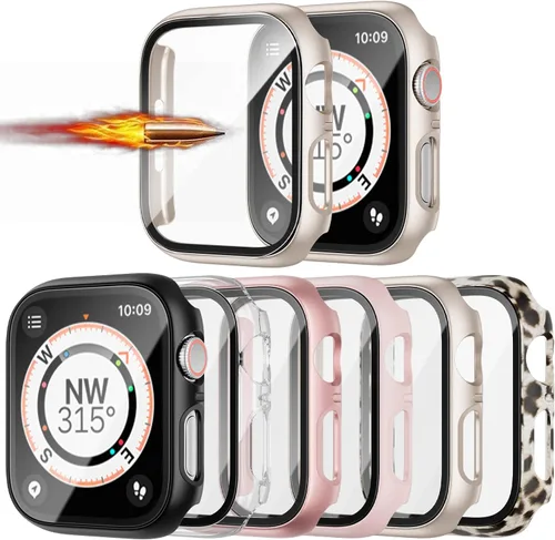 Vista 10 de Paquete de 6 fundas para Apple Watch Series 10 de 42mm con protector de pantalla de vidrio templado, JZK protector delgado con cobertura completa