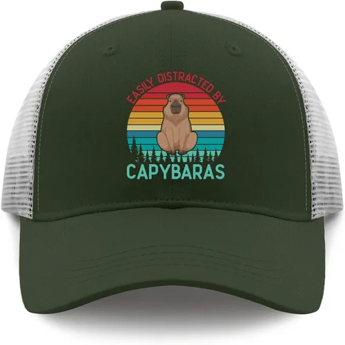 Vista 9 de devor Hats Easily Distracted by Capybaras Baseball Cap for Women Graphic Hat Adjustable