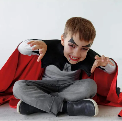 Vista 5 de Seasons Stars SSDecor Capa de vampiro reversible para niños, disfraz de bruja mago de Halloween, accesorios