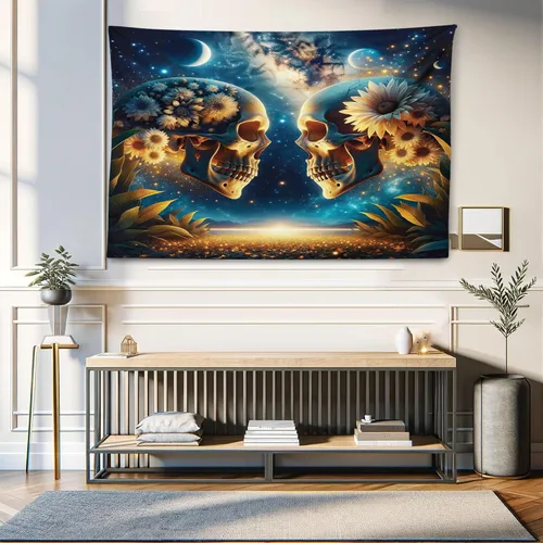 Vista 156 de Ambesonne Tapiz hippie, abrazo de hongos de ensueño y árbol de la vida místico y mandal verde, decoración de tela para colgar en la pared