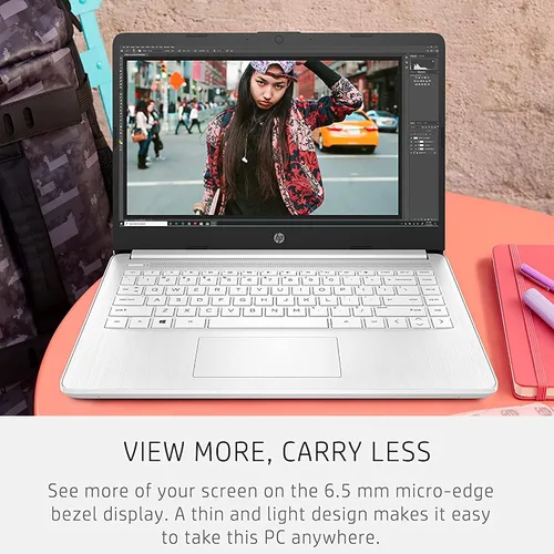Vista 5 de HP Laptop 14 para productividad y entretenimiento, pantalla FHD de 14 pulgadas, 16 GB de RAM, SSD de 1 TB, procesador AMD Ryzen 3 de hasta 3.5 GHz