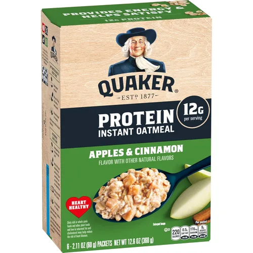 Vista 31 de Quaker Avena instantánea, proteína de azúcar morena de arce, 0.35 onzas de proteína, 12.6 onzas, paquete de 6