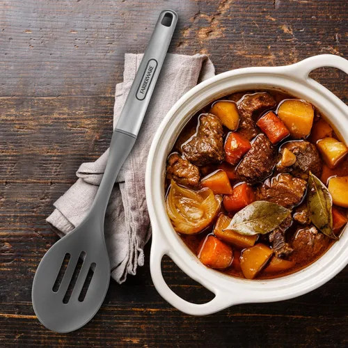 Vista 3 de Farberware Pro Series Pro Series - Utensilios de cocina de acero inoxidable de agarre suave para agitar, colar y servir, nailon resistente al calor