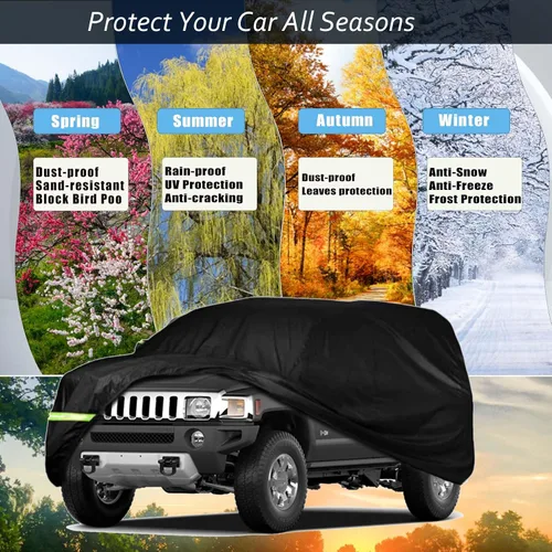 Vista 5 de Funda para Auto Compatible con Hummer H2 SUV 2002-2009, de 6 Capas, 210T, Resistente al Viento, para Todo Clima, Impermeable, Protección UV