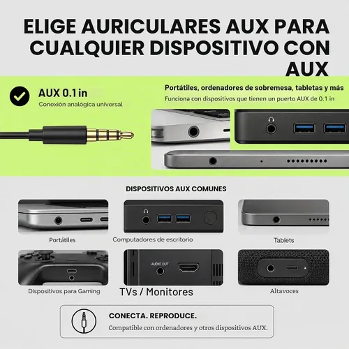 Vista 3 de Artix CL750 audífonos plegables con aislamiento de sonido, supraaurales, con cable, con micrófono y control de volumen, audífonos estéreo