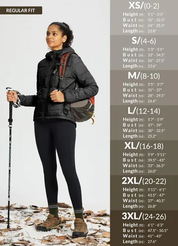 Vista 7 de BALEAF Chaqueta acolchada ligera para mujer, plegable, resistente al agua, con capucha, abrigo acolchado cálido para invierno y viento