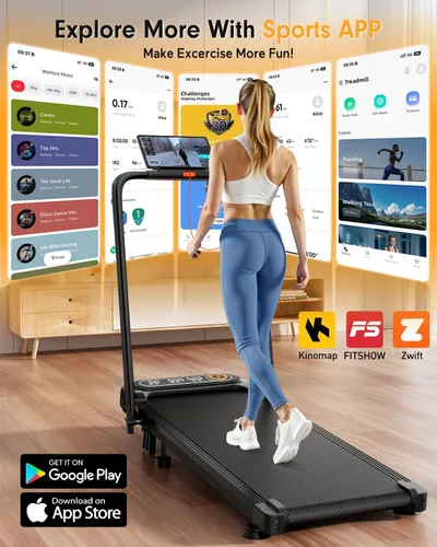 Vista 8 de Foldable Treadmill with 10% Incline, Upgrade 3.5HP Low Noise Walking Pad Treadmill with Handle Bar, Trisomy 4 in 1 Portable Under Desk Treadmills