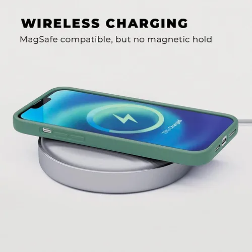 Vista 7 de Compatible con iPhone 13 Pro Max Funda de silicona con protector de pantalla - Verde