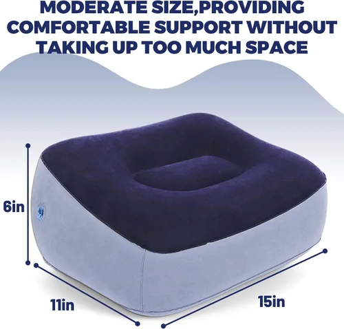 Vista 3 de Reposapiés inflable para viajes, almohada de pierna de altura ajustable para avión y automóvil, taburete portátil para niños y adultos (multicolor)