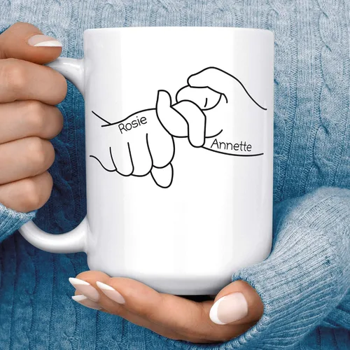 Vista 4 de ASL Friend Sign - Taza de café de cerámica personalizada, 11 o 15 onzas
