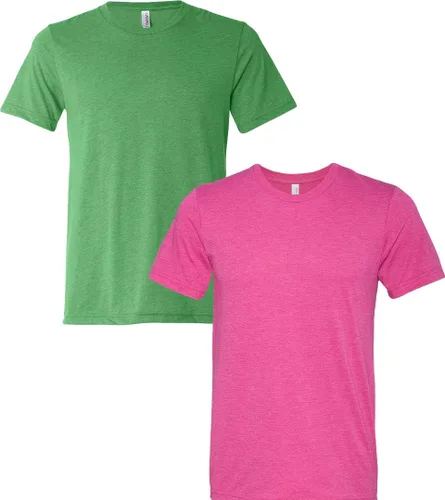 Vista 94 de Bella Canvas 3413c para hombre (1) Triblend verde + (1) Triblend rojo