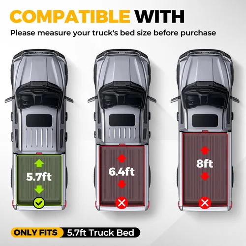 Vista 3 de Auto Dynasty Cubierta FRP Tonneau de perfil bajo para Ram 1500 2019-2025