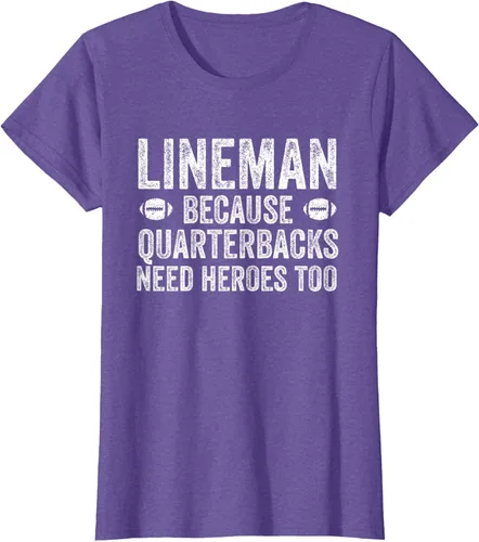 Vista 29 de Lineman Because Quarterbacks Need Heroes Camiseta de fútbol linieros S Negro