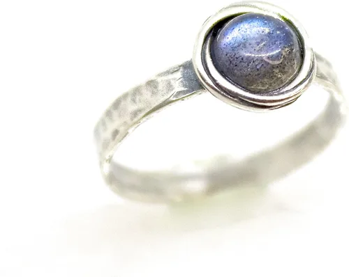Vista 69 de Anillo de plata de ley con piedras preciosas para mujer, anillo apilable de piedra martillada, anillo de piedra natal