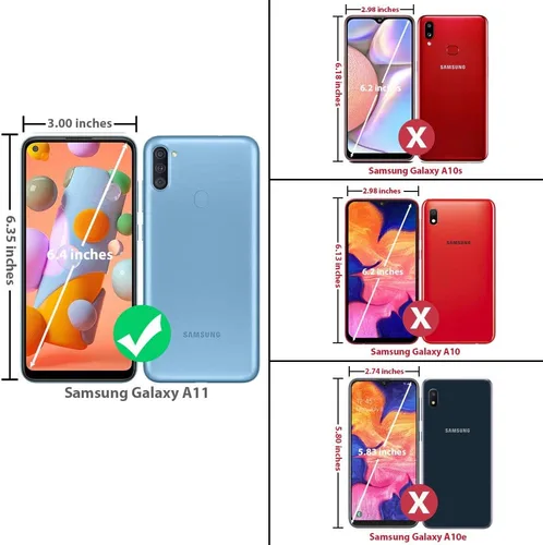 Vista 2 de TJS Funda compatible con Samsung Galaxy A11, con protector de pantalla de vidrio templado, anillo de metal, soporte magnético, funda protectora Negro