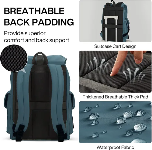 Vista 5 de mixi Mochila de viaje para laptop para mujeres y hombres, mochila de mano para portátiles de 16 pulgadas, bolsas ligeras para estudiantes