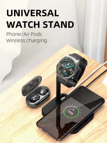 Vista 8 de Base de carga inalámbrica universal 2 en 1 con soporte ajustable para reloj inteligente, compatible con Samsung Galaxy, Google Pixel, Huawei