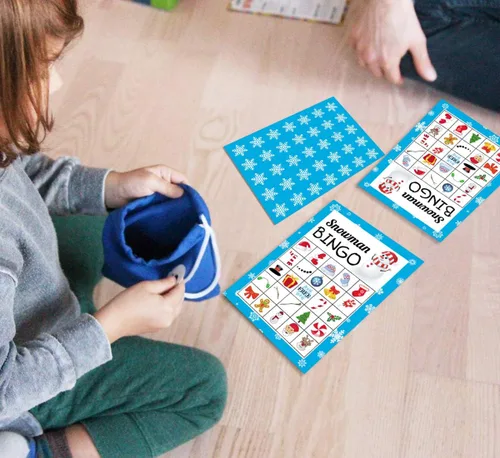 Vista 7 de Joy Bang Juego de Bingo de Navidad para Niños y Adultos - Juego de Bingo de Muñeco de Nieve Juegos de Actividades de Manualidades Navideñas