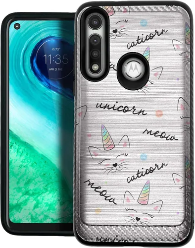 Vista 10 de CasesOnDeck - Funda de doble capa compatible con Motorola Moto G Power (2020) [Armadura cepillada] Carcasa de dos piezas de metal cepillado